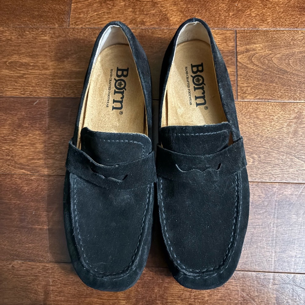 Born Black Suede Penny Loafers - Slip-On Comfort